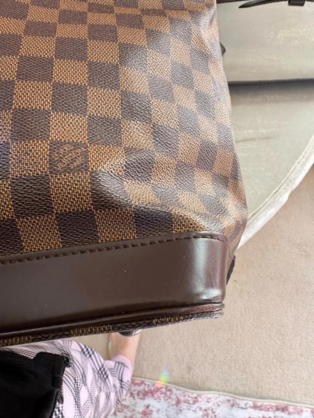 Louis Vuitton Brown Damier Canvas Travel Weekend Bag with Dark Trim - Picture 11 of 16